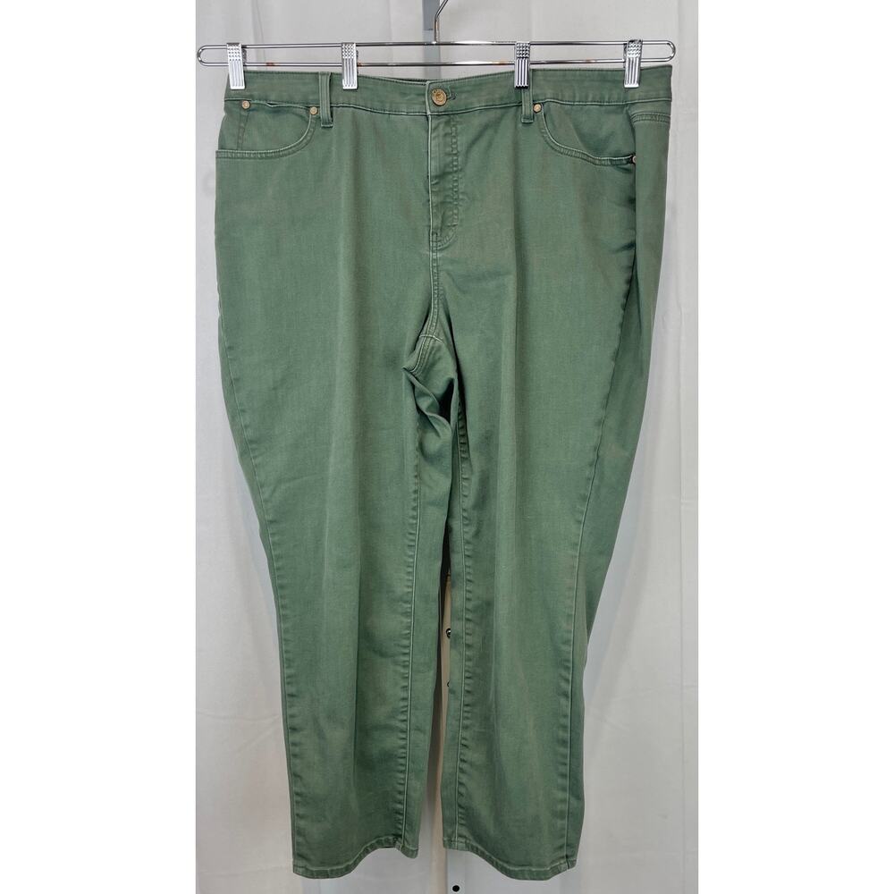 TALBOTS Flawless Slim Ankle Curvy Jeans Five Pocket Zip Fly Green Size 20W Plus